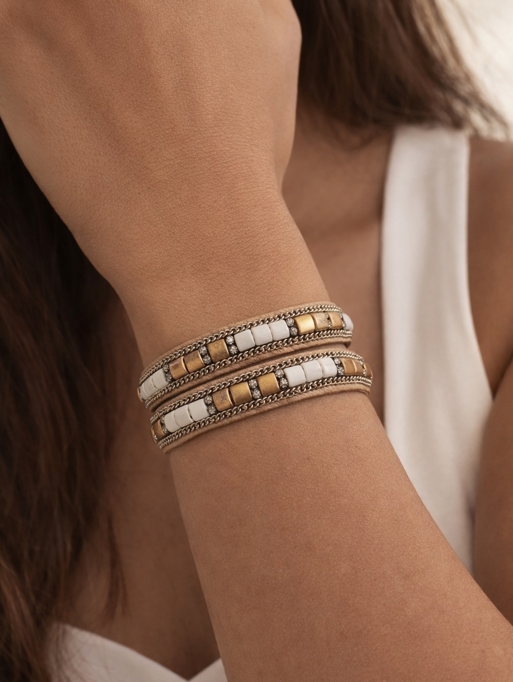 Stella & DOT Tan Cowboy Core Western Cady Wrap Bracelet